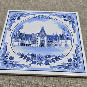 Blue Delft Holland BILTMORE ESTATE 6" x 6" Ceramic Tile Collectors NC Souvenir